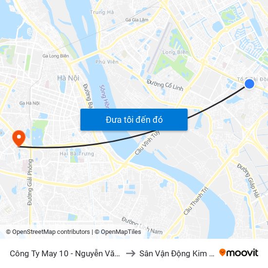 Công Ty May 10 - Nguyễn Văn Linh to Sân Vận Động Kim Liên map