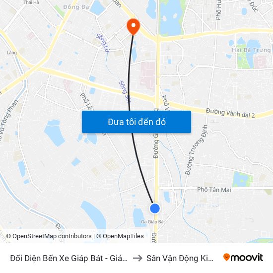 Đối Diện Bến Xe Giáp Bát - Giải Phóng to Sân Vận Động Kim Liên map