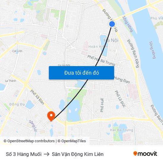 Số 3 Hàng Muối to Sân Vận Động Kim Liên map