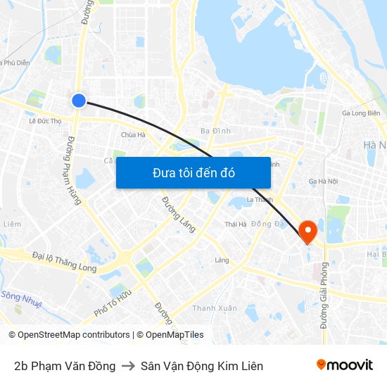 2b Phạm Văn Đồng to Sân Vận Động Kim Liên map