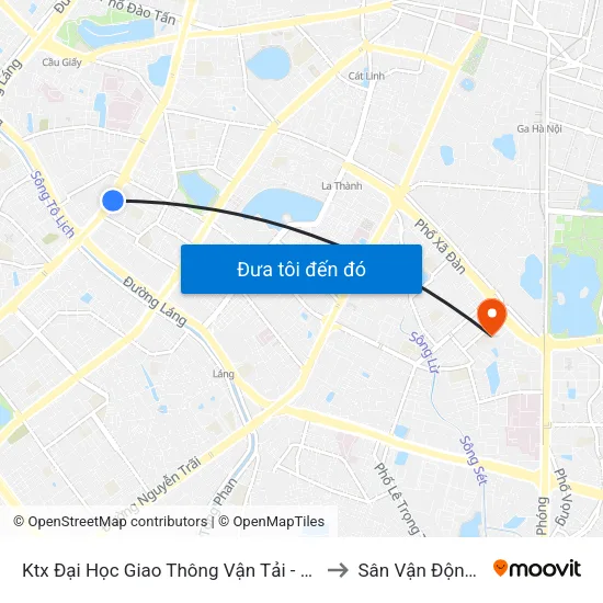 Ktx Đại Học Giao Thông Vận Tải - 99 Nguyễn Chí Thanh to Sân Vận Động Kim Liên map