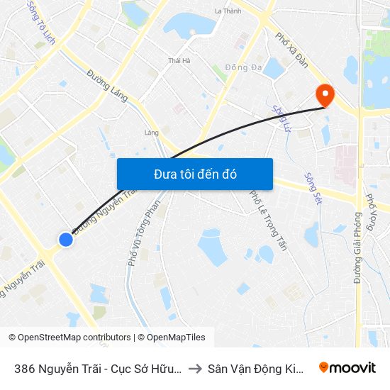 386 Nguyễn Trãi - Cục Sở Hữu Trí Tuệ to Sân Vận Động Kim Liên map