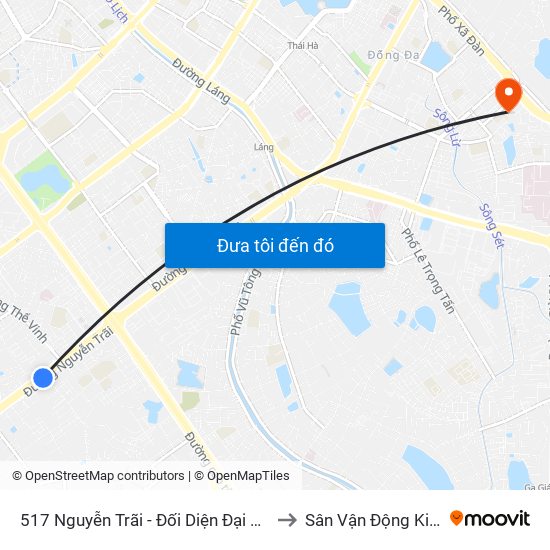 517 Nguyễn Trãi - Đối Diện Đại Học Hà Nội to Sân Vận Động Kim Liên map
