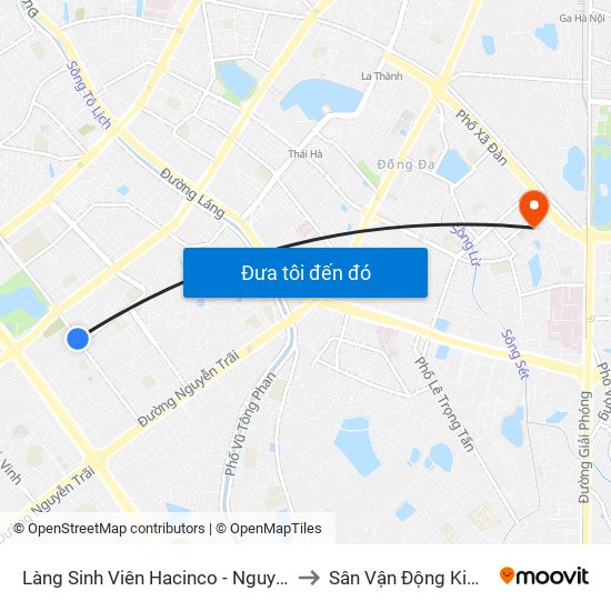 Làng Sinh Viên Hacinco - Nguyễn Tuân to Sân Vận Động Kim Liên map