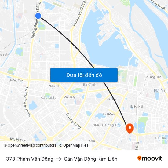 373 Phạm Văn Đồng to Sân Vận Động Kim Liên map