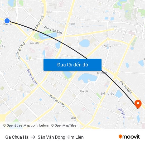 Ga Chùa Hà to Sân Vận Động Kim Liên map