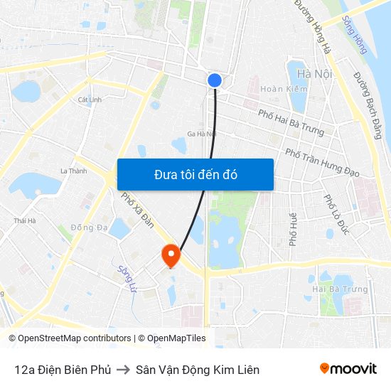 12a Điện Biên Phủ to Sân Vận Động Kim Liên map