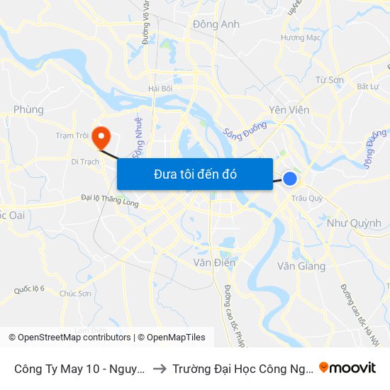 Công Ty May 10 - Nguyễn Văn Linh to Trường Đại Học Công Nghiệp Hà Nội map