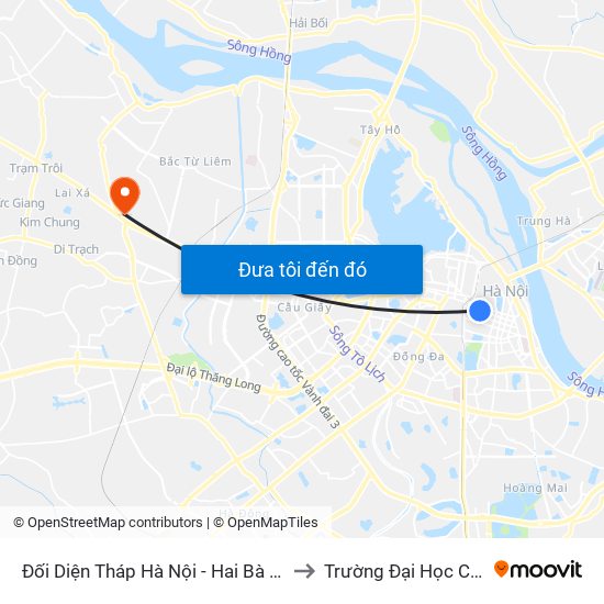 Đối Diện Tháp Hà Nội - Hai Bà Trưng (Cạnh 56 Hai Bà Trưng) to Trường Đại Học Công Nghiệp Hà Nội map