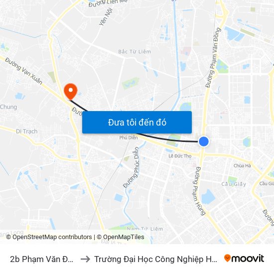 2b Phạm Văn Đồng to Trường Đại Học Công Nghiệp Hà Nội map