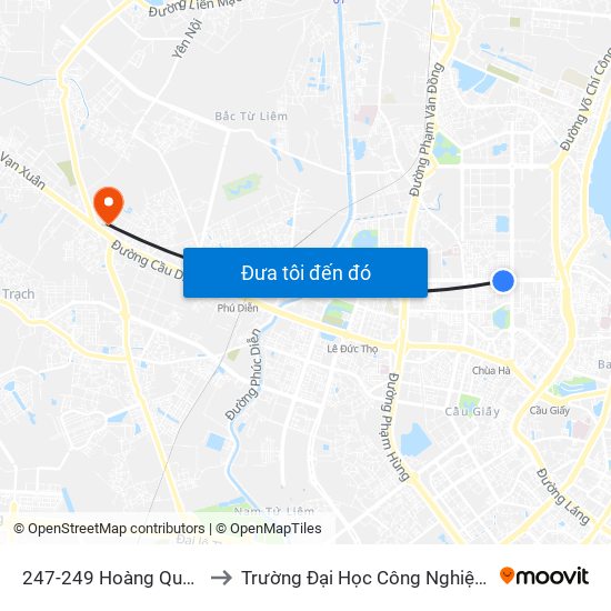 247-249 Hoàng Quốc Việt to Trường Đại Học Công Nghiệp Hà Nội map