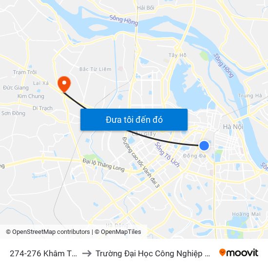 274-276 Khâm Thiên to Trường Đại Học Công Nghiệp Hà Nội map