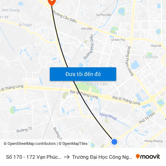 Số 170 - 172 Vạn Phúc - Hà Đông to Trường Đại Học Công Nghiệp Hà Nội map