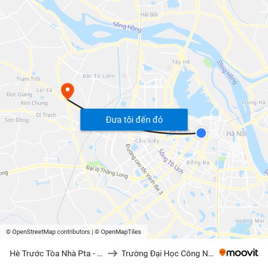 Hè Trước Tòa Nhà Pta - Số 1 Kim Mã to Trường Đại Học Công Nghiệp Hà Nội map