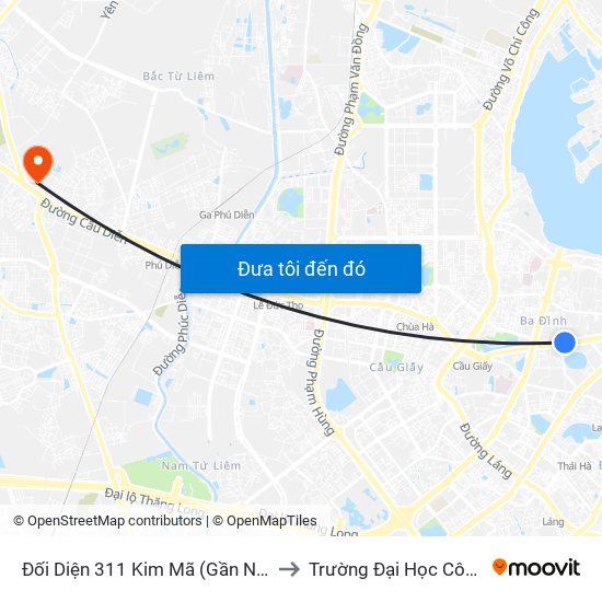 Đối Diện 311 Kim Mã (Gần Ngã 4 Kim Mã - Vạn Bảo) to Trường Đại Học Công Nghiệp Hà Nội map