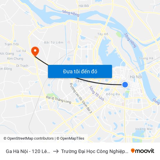 Ga Hà Nội - 120 Lê Duẩn to Trường Đại Học Công Nghiệp Hà Nội map