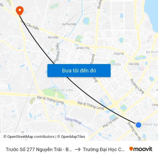 Trước Số 277 Nguyễn Trãi - Bách Hóa Giày Thượng Đình to Trường Đại Học Công Nghiệp Hà Nội map