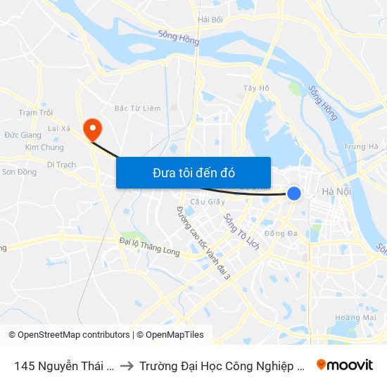 145 Nguyễn Thái Học to Trường Đại Học Công Nghiệp Hà Nội map