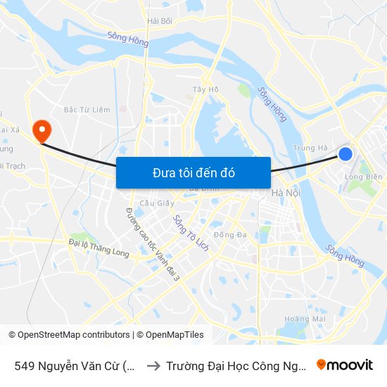 549 Nguyễn Văn Cừ (Cột Trước) to Trường Đại Học Công Nghiệp Hà Nội map