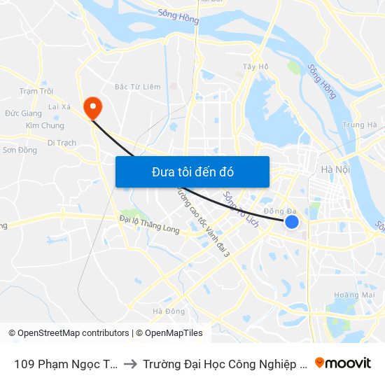 109 Phạm Ngọc Thạch to Trường Đại Học Công Nghiệp Hà Nội map