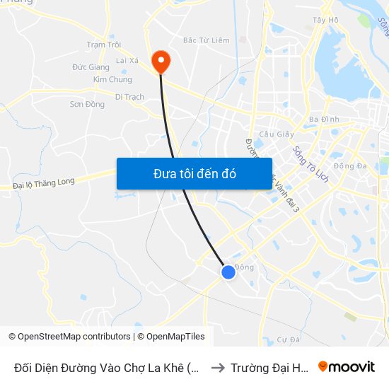 Đối Diện Đường Vào Chợ La Khê (Qua Ga Metro La Khê) - 405 Quang Trung (Hà Đông) to Trường Đại Học Công Nghiệp Hà Nội map