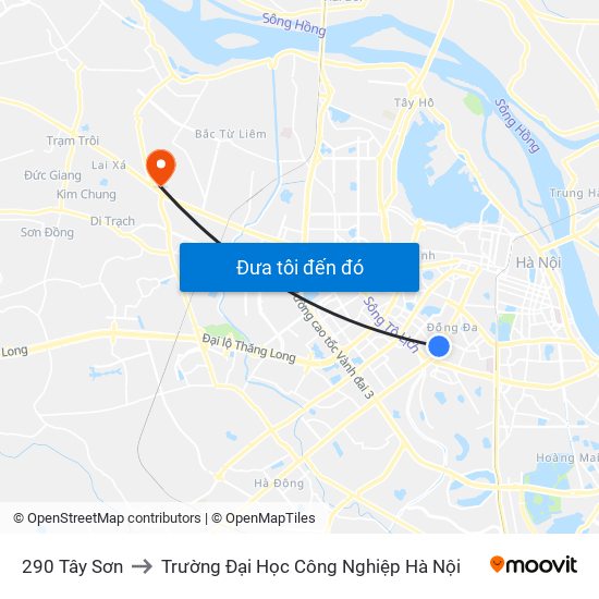 290 Tây Sơn to Trường Đại Học Công Nghiệp Hà Nội map
