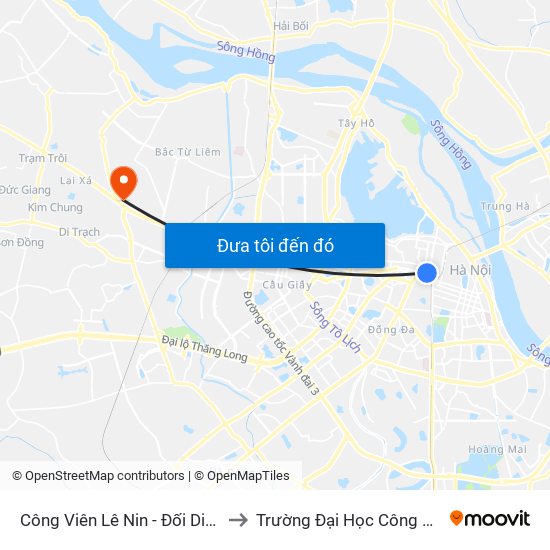 Công Viên Lê Nin - Đối Diện 35 Trần Phú to Trường Đại Học Công Nghiệp Hà Nội map