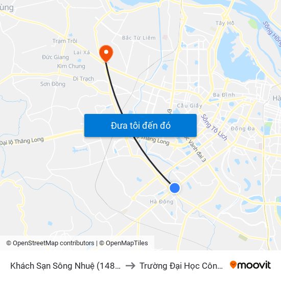 Khách Sạn Sông Nhuệ (148 Trần Phú- Hà Đông) to Trường Đại Học Công Nghiệp Hà Nội map