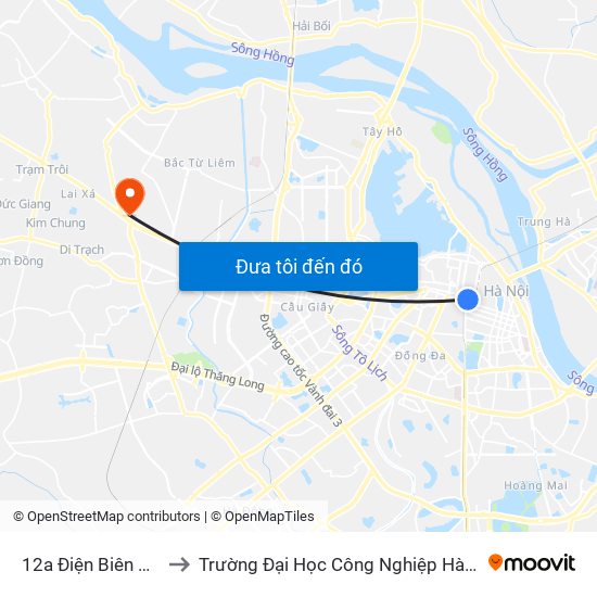 12a Điện Biên Phủ to Trường Đại Học Công Nghiệp Hà Nội map