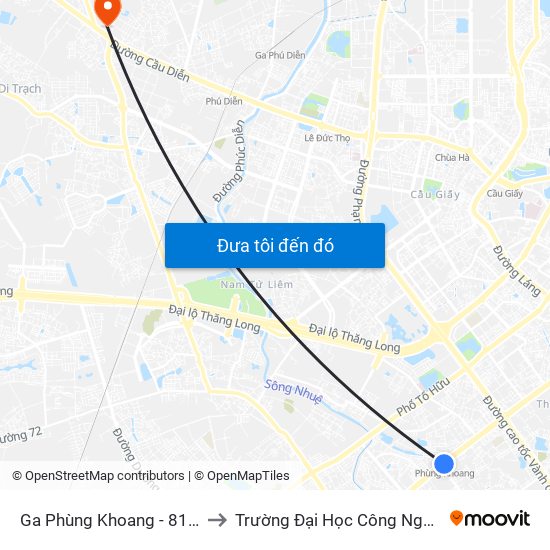 Ga Phùng Khoang - 81 Trần Phú to Trường Đại Học Công Nghiệp Hà Nội map