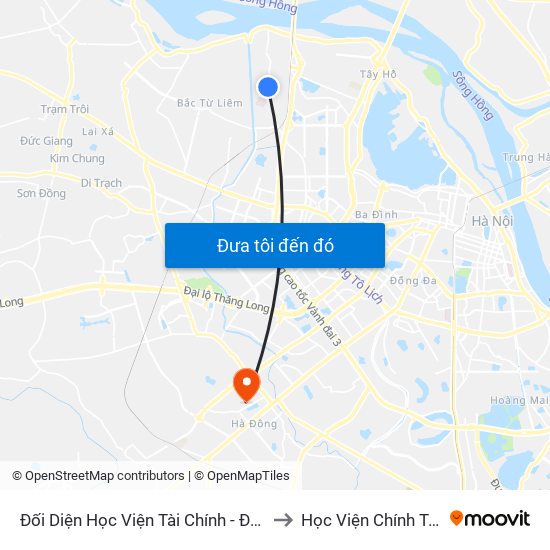 Đối Diện Học Viện Tài Chính - Đường Đức Thắng to Học Viện Chính Trị Quân Sự map