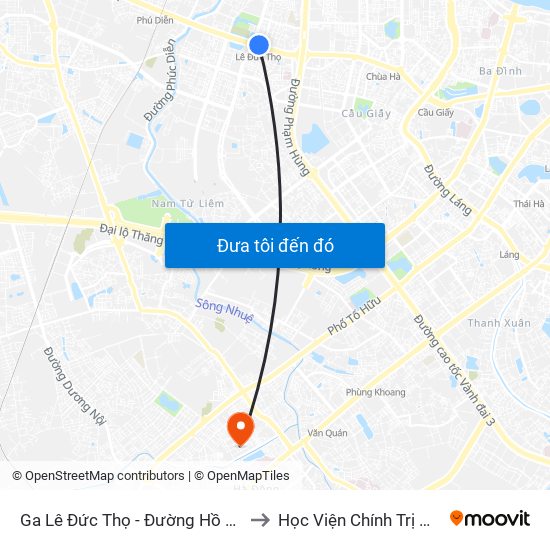 Ga Lê Đức Thọ - Đường Hồ Tùng Mậu to Học Viện Chính Trị Quân Sự map