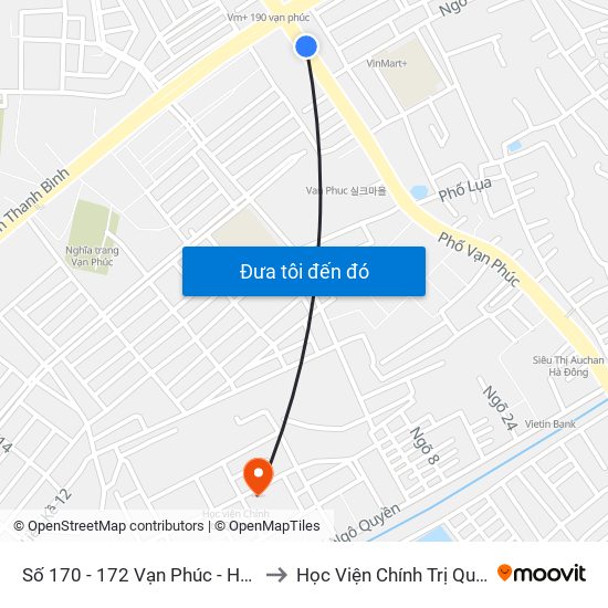 Số 170 - 172 Vạn Phúc - Hà Đông to Học Viện Chính Trị Quân Sự map