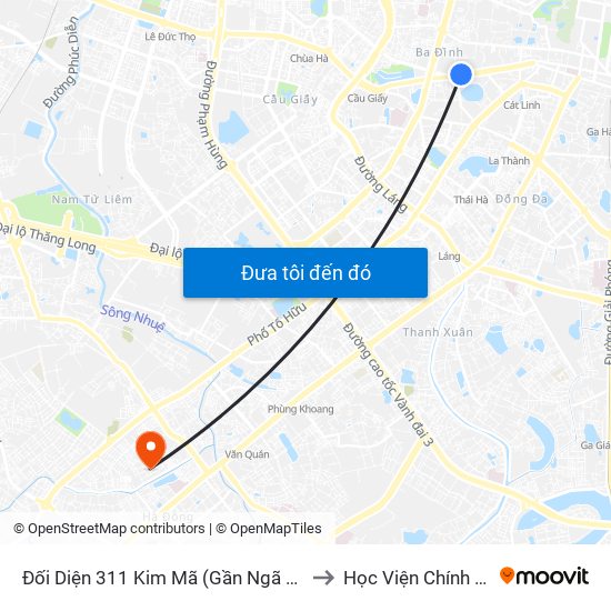 Đối Diện 311 Kim Mã (Gần Ngã 4 Kim Mã - Vạn Bảo) to Học Viện Chính Trị Quân Sự map