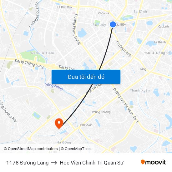 1178 Đường Láng to Học Viện Chính Trị Quân Sự map