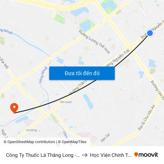 Công Ty Thuốc Lá Thăng Long - 235 Nguyễn Trãi to Học Viện Chính Trị Quân Sự map