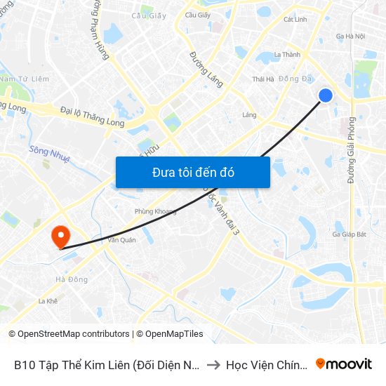 B10 Tập Thể Kim Liên (Đối Diện Ngõ 46b Phạm Ngọc Thạch) to Học Viện Chính Trị Quân Sự map