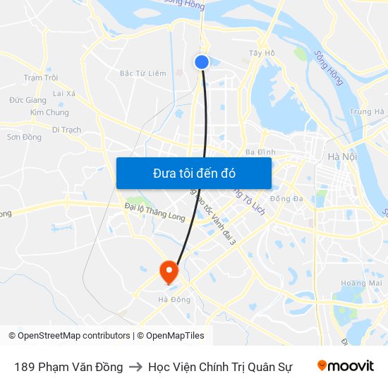 189 Phạm Văn Đồng to Học Viện Chính Trị Quân Sự map