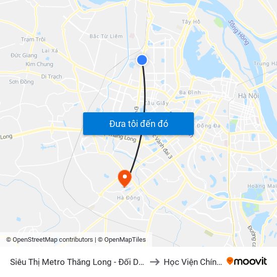 Siêu Thị Metro Thăng Long - Đối Diện Ngõ 599 Phạm Văn Đồng to Học Viện Chính Trị Quân Sự map