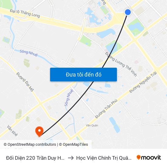 Đối Diện 220 Trần Duy Hưng to Học Viện Chính Trị Quân Sự map