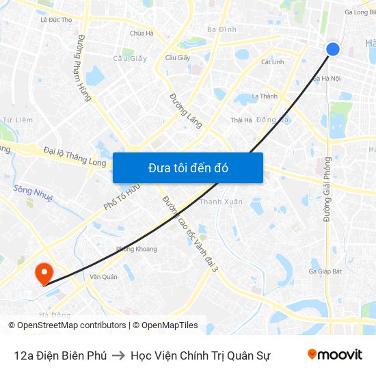 12a Điện Biên Phủ to Học Viện Chính Trị Quân Sự map