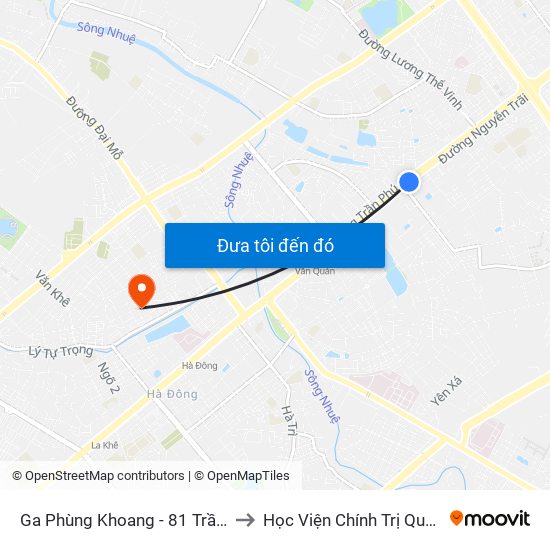 Ga Phùng Khoang - 81 Trần Phú to Học Viện Chính Trị Quân Sự map