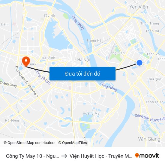 Công Ty May 10 - Nguyễn Văn Linh to Viện Huyết Học - Truyền Máu Trung Ương map