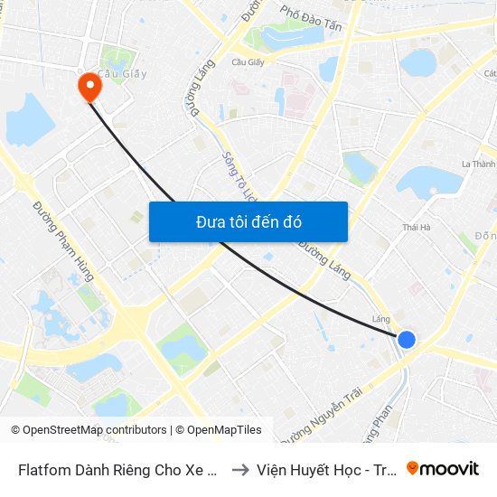 Flatfom Dành Riêng Cho Xe Buýt Trước Nhà 45 Đường Láng to Viện Huyết Học - Truyền Máu Trung Ương map
