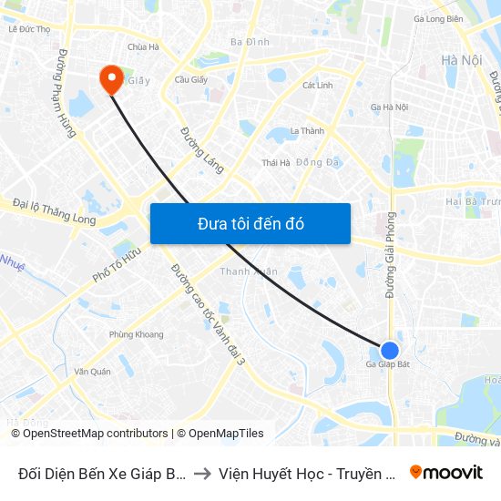 Đối Diện Bến Xe Giáp Bát - Giải Phóng to Viện Huyết Học - Truyền Máu Trung Ương map