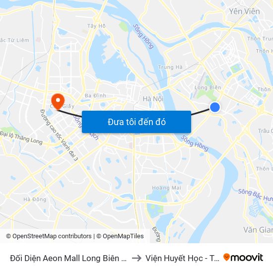 Đối Diện Aeon Mall Long Biên (Cột Điện T4a/2a-B Đường Cổ Linh) to Viện Huyết Học - Truyền Máu Trung Ương map