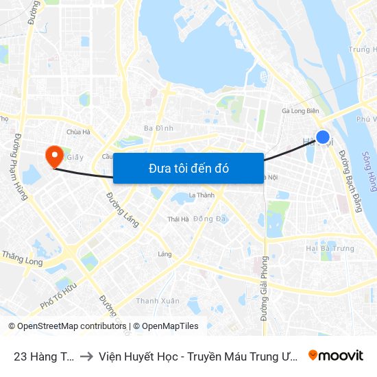 23 Hàng Tre to Viện Huyết Học - Truyền Máu Trung Ương map