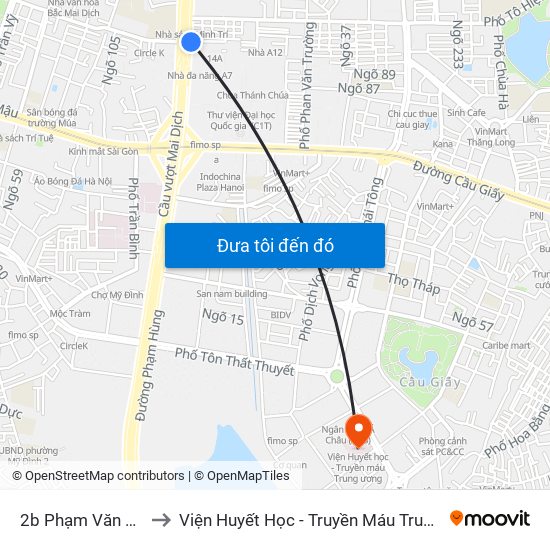 2b Phạm Văn Đồng to Viện Huyết Học - Truyền Máu Trung Ương map