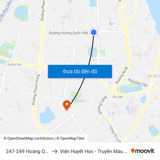 247-249 Hoàng Quốc Việt to Viện Huyết Học - Truyền Máu Trung Ương map