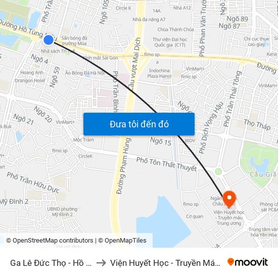 Ga Lê Đức Thọ - Hồ Tùng Mậu to Viện Huyết Học - Truyền Máu Trung Ương map